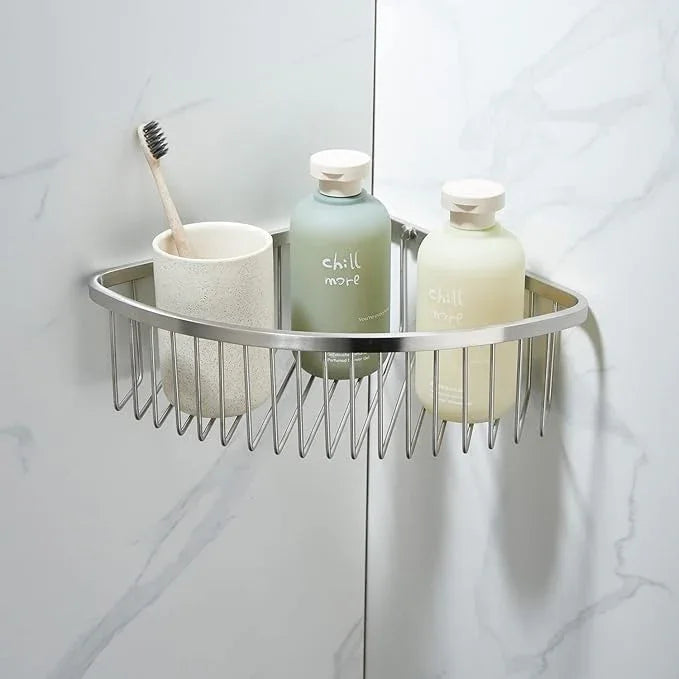 Bathroom Shower Caddy Corner Shelf Basket, Ultra Sturdy Rust-Proof Stainless Steel Shelf Organizer Shampoo Holder, Wall Mounted Storage Rack for Bathroom Kitchen, Brushed Nickel - ModernBath