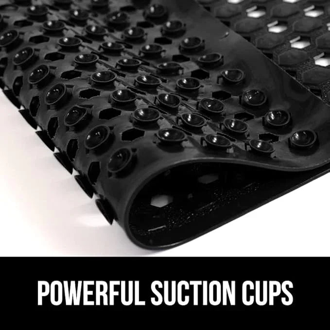 GORILLA GRIP Patented Square Shower Stall Mat, Small Bathtub Floor Mats for Stand Up Showers, Suction Cups and Drainage Holes, Machine Wash, Soft on Feet, Bathroom Accessories 21x21 Inch, Black Opaque - ModernBath