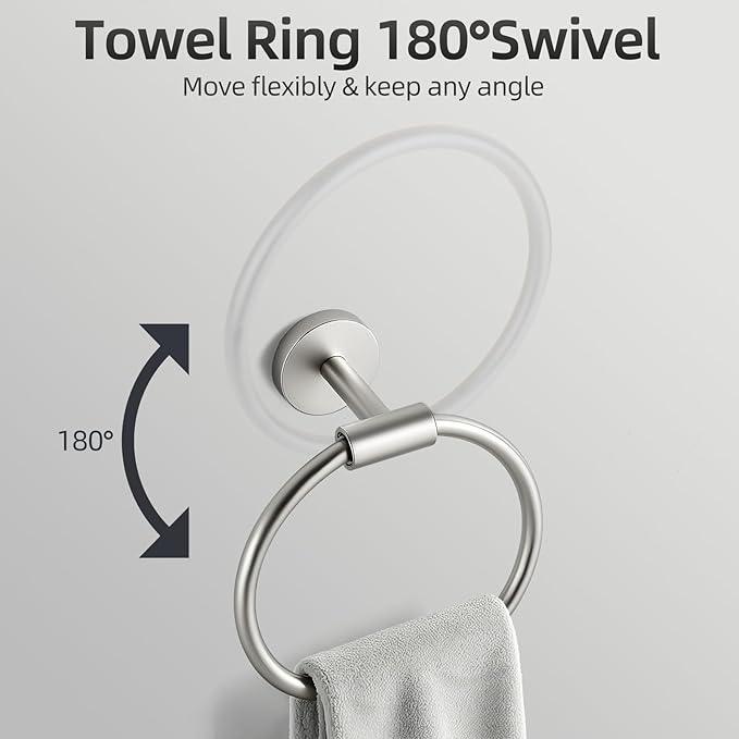 Brushed Nickel Bathroom Hardware Accessories Set, Bathroom Towel Holder Set 10 Pieces, SUS304 Stainless Steel Towel Bar Set Wall Mounted-19 InchTowel Bars, Paper Towel Holder, Towel Hook, Towel Ring - ModernBath