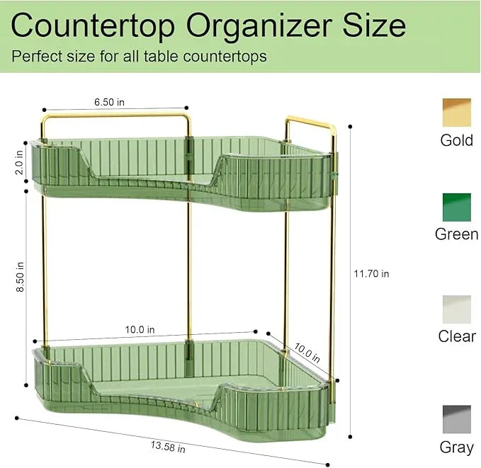 GTI 2 Tier Bathroom Counter Organizer, Multi-Function Corner Bathroom Organizer Countertop,Makeup Organizer Perfume for Dresser Vanity Tray, Spice Rack Organizer for Kitchen (Clear) - ModernBath