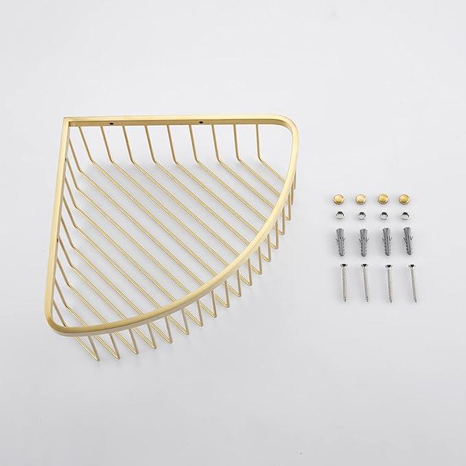 Segistan Corner Shower Caddy Organizer, SUS304 Stainless Steel Heavy Duty Rust-Proof Shelf Organizer, Wall Mounted Storage Rack for Bathroom Kitchen, Brushed Gold - ModernBath