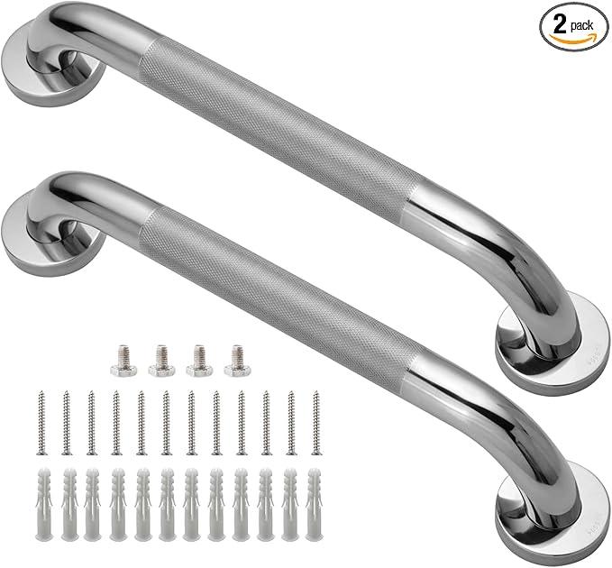Rackickyer Shower Grab Bar, 2 Pack 16 Inch Bathroom Grab Bar, 1.25" Diameter 304 Stainless Steel Anti-Slip Grab Bars for Bathtubs and Showers, Handicap Shower Grab Bar for Seniors Elderly - ModernBath