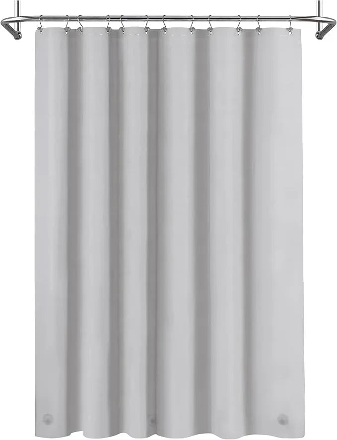 Mrs Awesome Grey Shower Curtain Liner with 3 Magnets, 72x72 Premium Flexible Sturdy Plastic Shower Curtain for Bathroom Lightweight & Waterproof, Light Gray - ModernBath