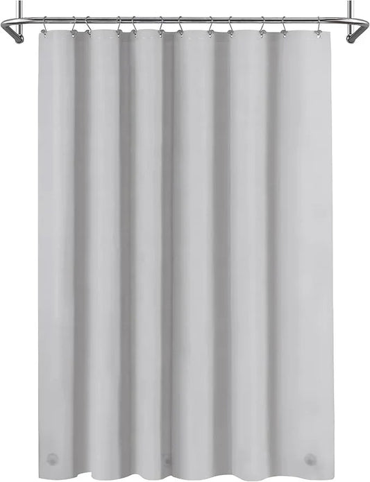 Mrs Awesome Grey Shower Curtain Liner with 3 Magnets, 72x72 Premium Flexible Sturdy Plastic Shower Curtain for Bathroom Lightweight & Waterproof, Light Gray - ModernBath