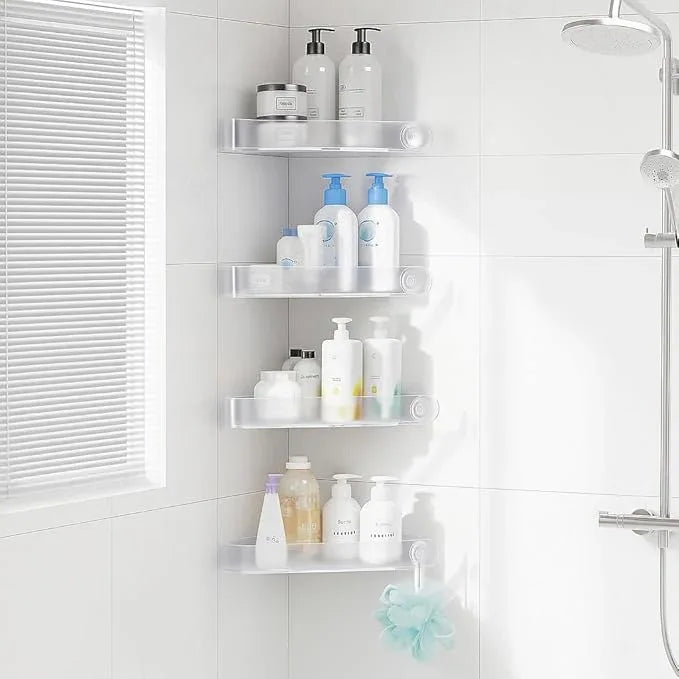 Sotfamily Shower Caddy Corner, 4 Pack Adhesive Corner Shower Shelves for Bathroom Organizers and Storage, Rust Free Plastic Rack for Bathroom Accessories & Decor, Crystal - ModernBath