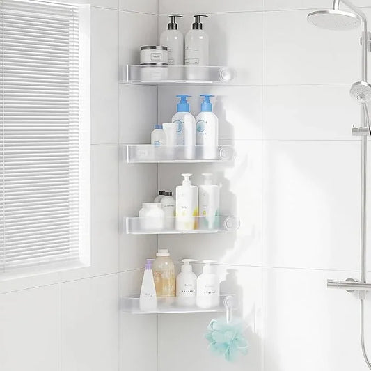 Sotfamily Shower Caddy Corner, 4 Pack Adhesive Corner Shower Shelves for Bathroom Organizers and Storage, Rust Free Plastic Rack for Bathroom Accessories & Decor, Crystal - ModernBath