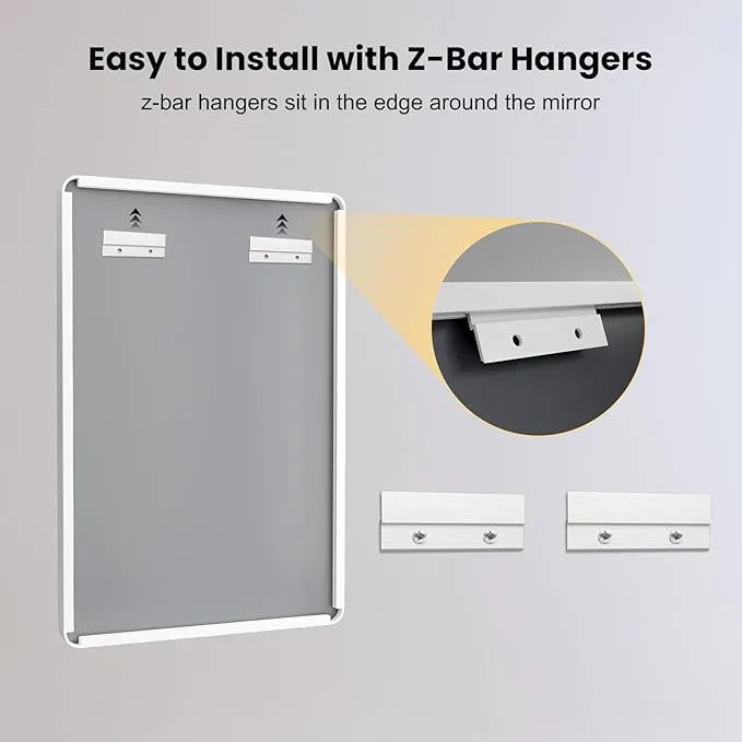 LOAAO 40x30 Inch White Metal Framed Bathroom Mirror for Wall, White Bathroom Vanity Mirror Farmhouse, Large Rounded Rectangle Mirror, Anti-Rust, Tempered Glass, Hangs Horizontally or Vertically - ModernBath