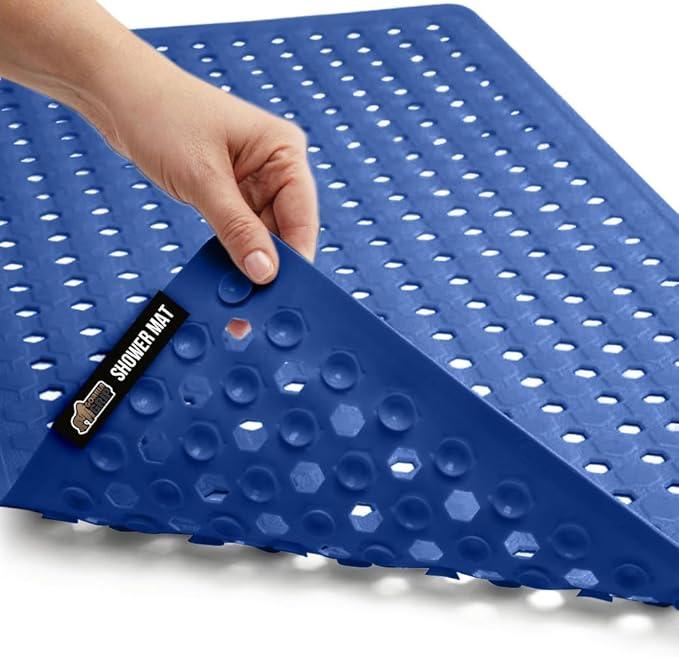 GORILLA GRIP Patented Bath Tub Shower Mat, Machine Washable Bathtub Floor Liner Mats, Suction Cups and Drain Holes to Keep Tubs Clean, Soft on Feet, Bathroom Essentials, 35x16 Inch, Royal Blue Opaque - ModernBath