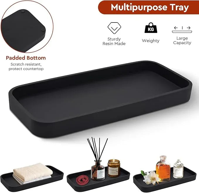 Bathroom Accessories Set,4 Pcs Amber Glass Bathroom Accessories Sets-Lotion Soap Dispenser,Toothbrush Holder,Qtip Holder Dispenser & Resin Vanity Tray,Countertop Vanity Organizer,Amber - ModernBath