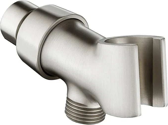 BRIGHT SHOWERS All Metal Handheld Shower Head Holder, Adjustable Shower Arm Mount with 360 Degree Rotatable Brass Ball Joint and Hose Connector, Universal Wall Hook Bracket, Brushed Nickel - ModernBath