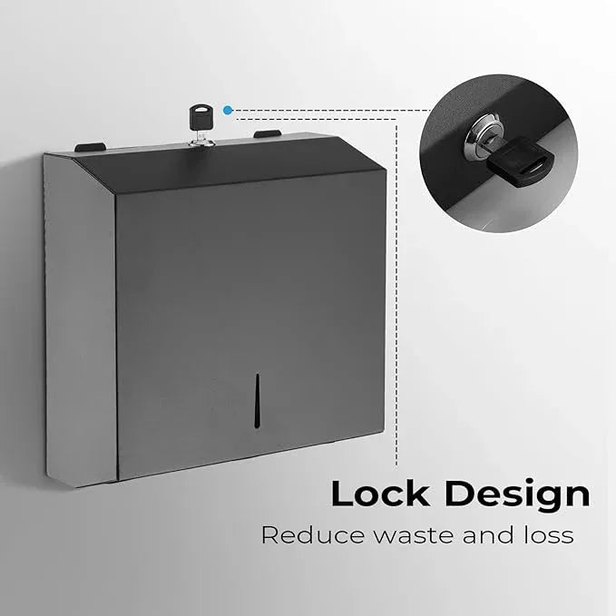 Commercial Paper Towel Dispenser for Multifold - Paper Towel Dispenser Wall Mount, Large Capacity Stainless Steel Tissue Holder, Suitable for Bathrooms and Public Places, Matte Black - ModernBath