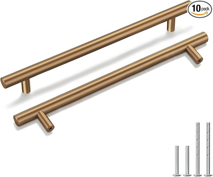 goldenwarm 10 Pack Champagne Bronze Cabinet Pulls Gold Cabinet Handles 7-1/2 inch(192mm) Champagne Drawer Pulls Brushed Bronze Drawer Handles Kitchen Bathroom Bedroom Dresser Furniture Hardware - ModernBath