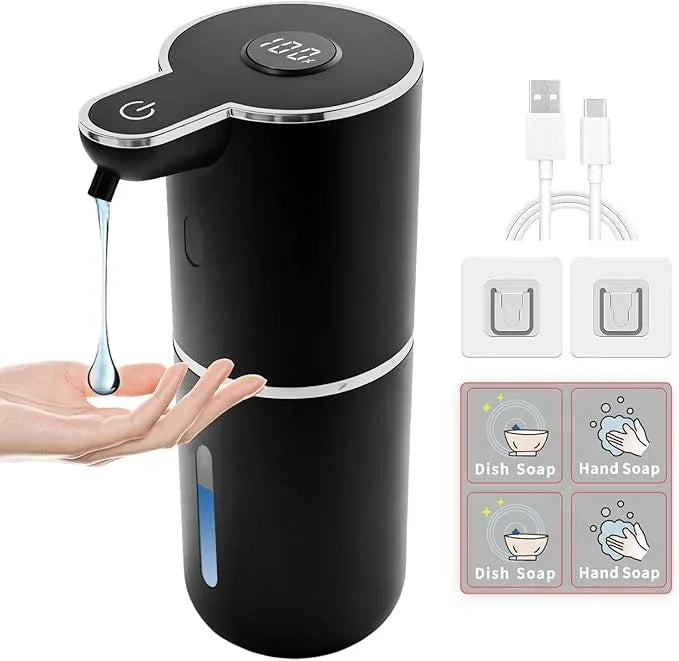 Automatic Soap Dispenser, Touchless Liquid Soap Dispensers, USB Rechargeable, 6-Level Adjustable Volume Control, 12.8oz/380ml, Wall Mount for Kitchen, Bathroom, Free Liquid Dispenser Stickers (Black) - ModernBath