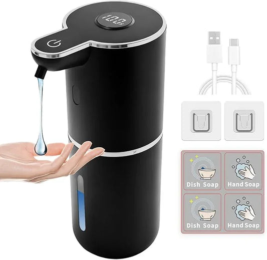 Automatic Soap Dispenser, Touchless Liquid Soap Dispensers, USB Rechargeable, 6-Level Adjustable Volume Control, 12.8oz/380ml, Wall Mount for Kitchen, Bathroom, Free Liquid Dispenser Stickers (Black) - ModernBath