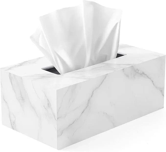 Tissue Box Cover Rectangle - Tissue Box Holder Rectangular - Compatible with Kleenex - Acrylic Marble Bathroom Accessories Decor - ModernBath