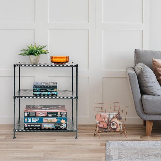 Shelving Inc. 12" d x 24" w x 28" h 3-Tier Perforated Metal Shelving, Standard Duty, Weight Capacity 110 lbs Per Shelf - ModernBath