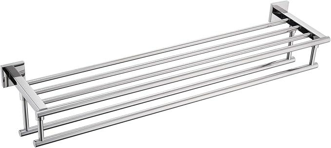 KOKOSIRI Bathroom Towel Rack Towel Holder 32 Inches Bath Towel Shelf with Double Towel Bars Wall Mounted, Polished Chrome Stainless Steel B6005CH-L32 - ModernBath