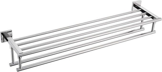 KOKOSIRI Bathroom Towel Rack Towel Holder 32 Inches Bath Towel Shelf with Double Towel Bars Wall Mounted, Polished Chrome Stainless Steel B6005CH-L32 - ModernBath
