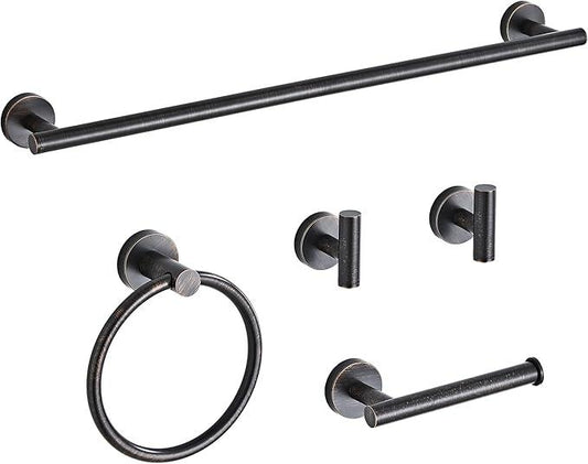 Oil Rubbed Bronze Bathroom Hardware Set 5 Piece with Towel Racks for Bathroom, SUS304 Stainless Steel Bath Towel Bar Set, 24 Inch Wall Mounted Accessories Kit - ModernBath