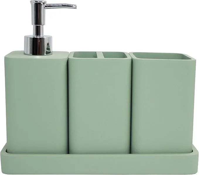YMXYJM Bathroom Accessories Set, 4 Pcs Bathroom Accessory Set, Soap Dispenser, Toothbrush Holder, Qtip Holder Set, Bathroom Sets Complete, Bathroom Sink Set for Modern Home Decor,Green - ModernBath