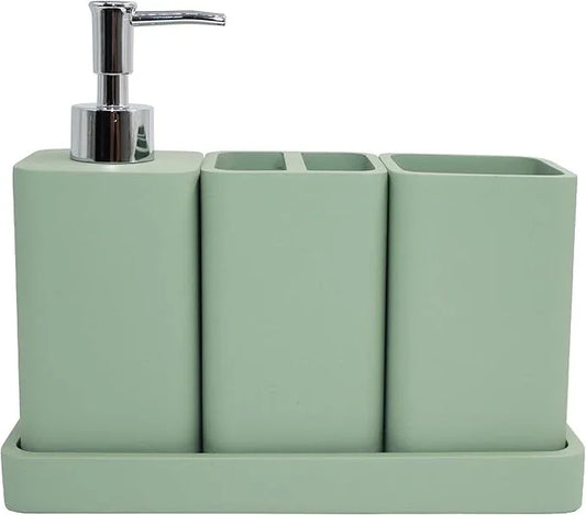 YMXYJM Bathroom Accessories Set, 4 Pcs Bathroom Accessory Set, Soap Dispenser, Toothbrush Holder, Qtip Holder Set, Bathroom Sets Complete, Bathroom Sink Set for Modern Home Decor,Green - ModernBath