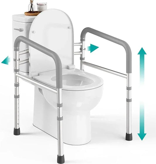 PELEGON Toilet Safety Rails (350 lb) - Adjustable Toilet Safety Frame & Rails, Toilet Safety Rail for Elderly Adults, Toilet Handles for Seniors, Toilet Bars for Elderly, Disabled & Handicap - Grey - ModernBath