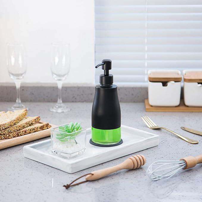 Gaussra Black Soap Dispenser with Coasterand Stickers, Refillable Liquid Stainless Steel Soap Dispenser for Kitchen Sink, Bathroom Countertop (11OZ / 320ML) - ModernBath