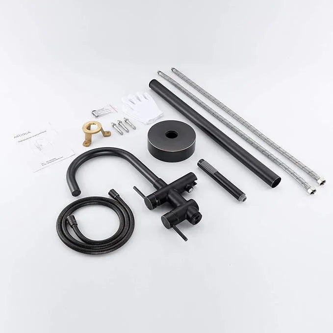 Freestanding Tub Filler Bathtub Faucet Oil Rubbed Bronze Floor Mount Brass Faucets with Hand Shower - ModernBath