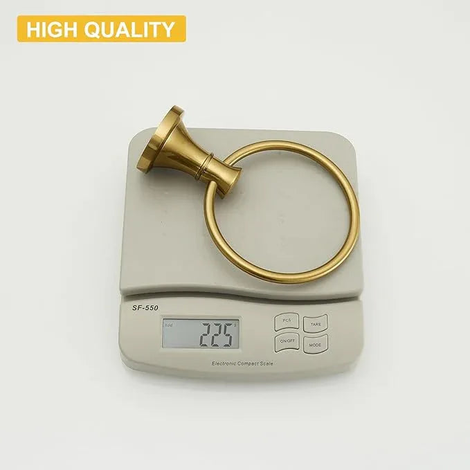 BESy Brushed Gold Bathroom Hand Towel Ring Towel Holder, Rustproof Wall Mounted Bathroom Hardware Accessory SUS 304 Stainless Steel Towel Rack - ModernBath