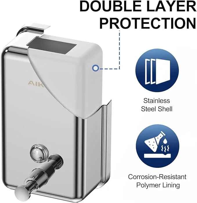 AIKE 37oz Surface Mount Stainless Steel Soap Dispenser for Commercial,Polished Stianless Steel Finish Model AK1003 - ModernBath