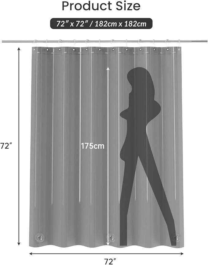 AmazerBath Premium EVA Shower Curtain Clear Grey, Luxury Shower Curtain Grey Jelly-Like Soft, Waterproof Bathroom Curtain with 3 Weighted Stones and 12 Grommets, Recyclable Packaging - ModernBath