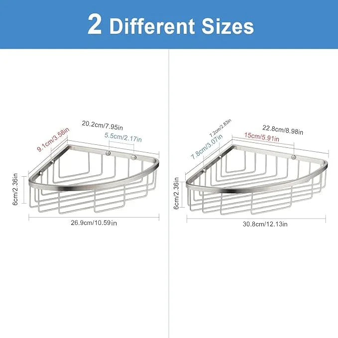[2 Pack] Corner Shower Caddy Organizer, SUS304 Stainless Steel Heavy Duty Rust-Proof Shelf Shampoo Holder, Wall Mounted Storage Rack for Bathroom Kitchen, Brushed Nickel - ModernBath