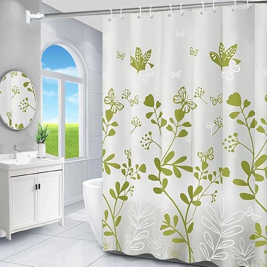 TIKABC Shower Curtain Liner, 4G PEVA Green Butterfly Shower Liner, Plastic Waterproof Shower Curtains, 72x72 inch with Grommet Holes 3 Magnetic Weights - ModernBath