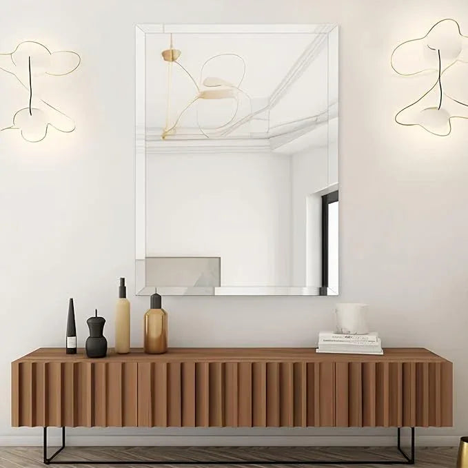 CLBA 28x36 inch Beveled Bathroom Mirror, Rectangle Frameless Mirror, 1" Polished Beveled Edge Square Mirror for Bathroom, Living Room, Bedroom - ModernBath