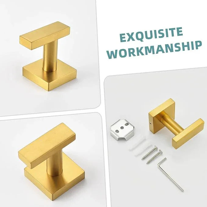 Suyar Towel Hook Brushed Gold, SUS 304 Stainless Steel Bathroom Robe Holder, Wall Mounted - ModernBath