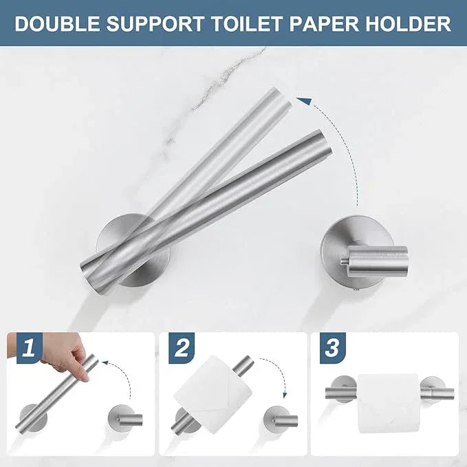 Brushed Nickel Bathroom Hardware Accessories Set, 5 Pieces Round Towel Bar Set Toilet Paper Holder Towel Rail Set for Bathroom Stainless Steel Wall Mounted Bathroom Set,23.6 in - ModernBath