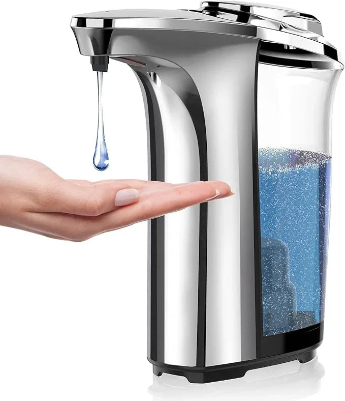 PZOTRUF Automatic Soap Dispenser, Touchless Dish Soap Dispenser 17oz/500ml with Infrared Sensor, 5 Adjustable Soap Levels, Liquid Dispenser for Bathroom Kitchen (Silver) - ModernBath