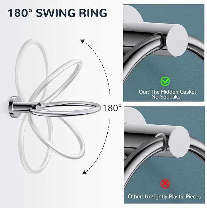 FORIOUS Toilet Paper Holder Wall Mount, SUS304 Stainless Steel Double Post Pivoting Tissue Roll Holder and Hand Towel Ring Set for Bathroom, RV, Bathroom Hardware Accessories Set, Chrome - ModernBath