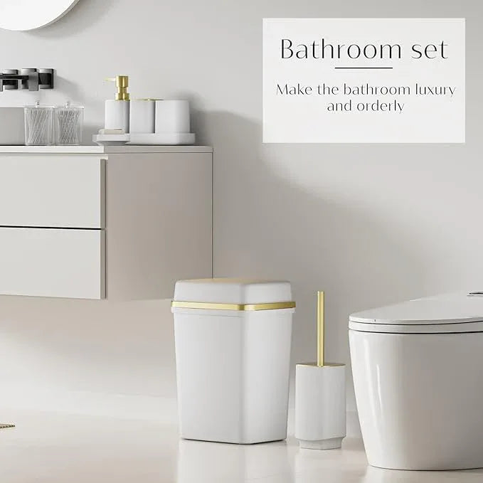 9PCS Bathroom Accessory Set, White Bathroom Set, Bathroom Accessories Set Complete with Trash Can, Toothbrush Holder, Soap Dispenser, Toilet Brush, Bathroom Decor - ModernBath