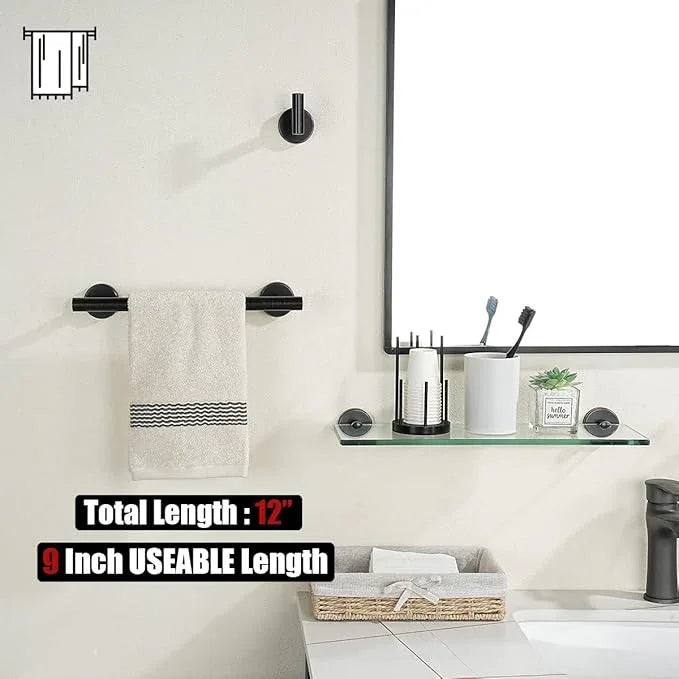 JQK Oil Rubbed Bronze Towel Bar, 12 Inch 304 Stainless Steel Thicken 0.8mm Towel Rack Bathroom, Towel Holder Wall Mount, Useable Length 9 Inch, TB110L9-ORB - ModernBath