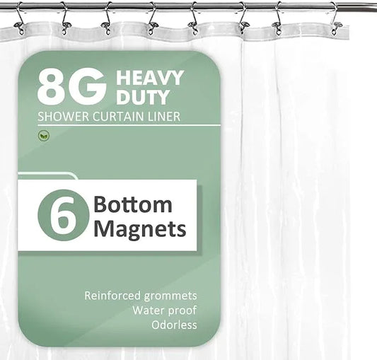 Barossa Design Long Shower Curtain Liner 78" Height - 6 Magnets & 8G Heavy Duty PEVA, Waterproof, PVC Free, Metal Grommets, Clear, 72x78 - ModernBath
