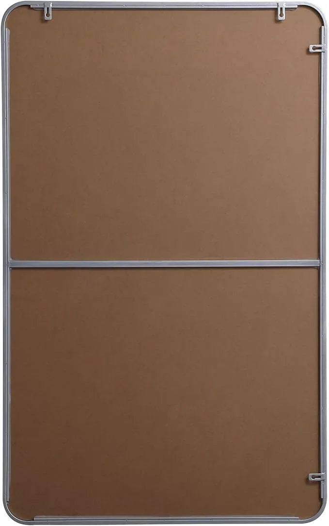 ARS Concepts Aura, Soft Corner Metal Rectangular Mirror 30X48 Inch in, Modern, Silver - ModernBath