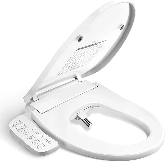 Bravat Electronic Bidet Toilet Seat – Heated Seat, Instant Warm Water, Stainless Steel Nozzle, Hygienic Rinse, Warm Air Dryer, Night Light, Easy Install – Elongated, White - ModernBath