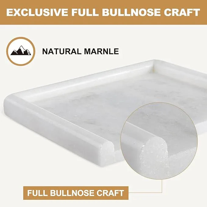 Koville African Natural Marble Tray, 12"x7" Coffee Table Vanity/Decorative Tray for Jewerly, Watch, Perfume Candle Tray for Bedroom/Bathroom/Kitchen Countertop - ModernBath