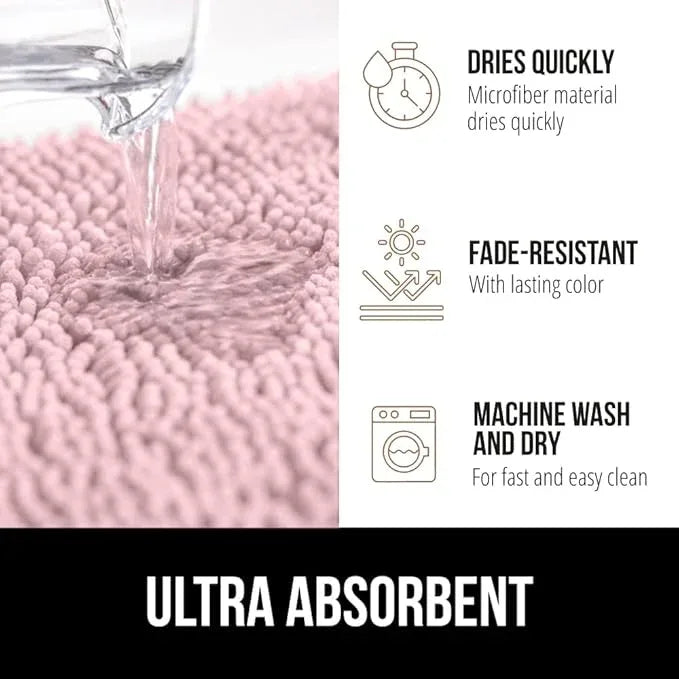 GORILLA GRIP Bathroom Rug Sets, Soft Chenille 2 Piece Area Rugs Set, Toilet Base Mat and 30x20 Carpet, Absorbent Microfiber Washable Mats Dry Quickly, Home Décor and Bath Room Accessories, Lt Pink - ModernBath