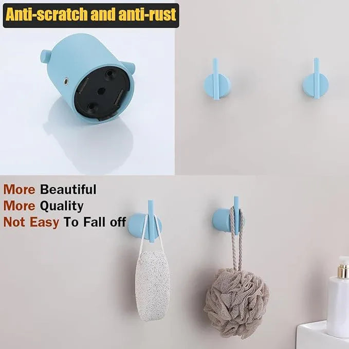 RANDOM Clear Sky Blue Towel Hooks for Bathrooms Round Shower Hooks Stainless Steel Wall Mount Coat Hook.96068-8CKB - ModernBath