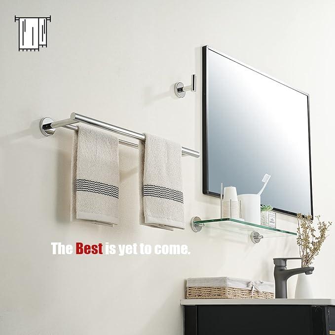JQK Double Towel Bar Chrome, 20.5 Inch 304 Stainless Steel Thicken 0.8mm Towel Rack Bathroom, Towel Holder Polished Steel Wall Mount, Useable Length 18 Inch, TB100L18-CH - ModernBath