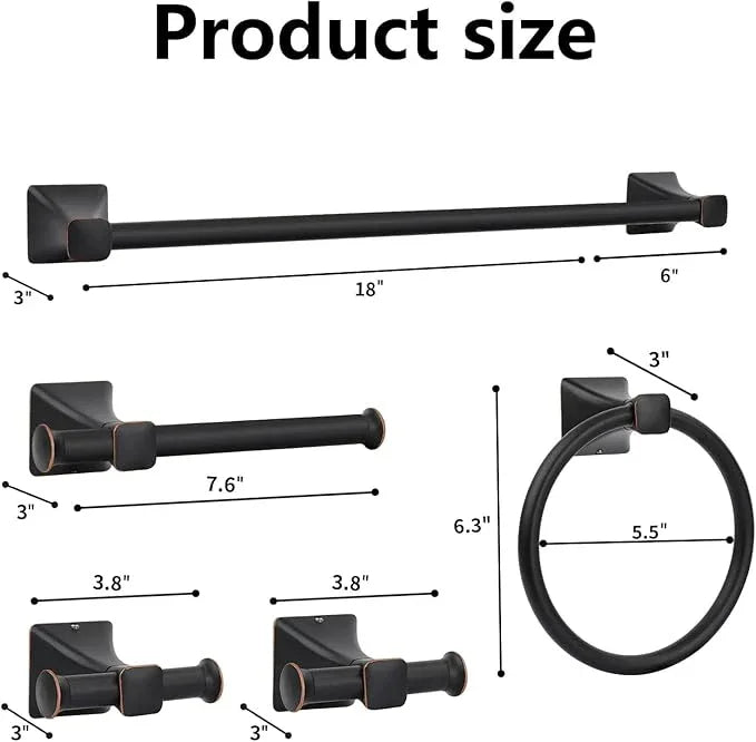 5 Piece Bathroom Hardware Accessories Set, SUS304 Stainless Steel Bath Towel Bar Set, 24 Inch Towel Racks for Bathroom Wall Mounted, Bath Towel Holder Set, Matte Black - ModernBath