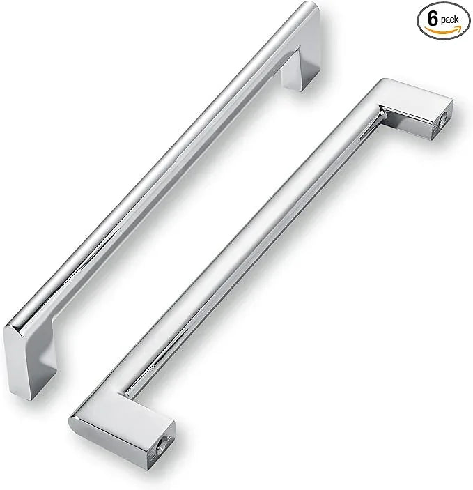 khtumeware 8 Inch Hole Center 6 Pack Polished Chrome Cabinet Pulls Heavy Duty Solid Kitchen Drawer Handle, Hardware for Bathroom, Drawer, Cabinet, Door Cabinet - ModernBath