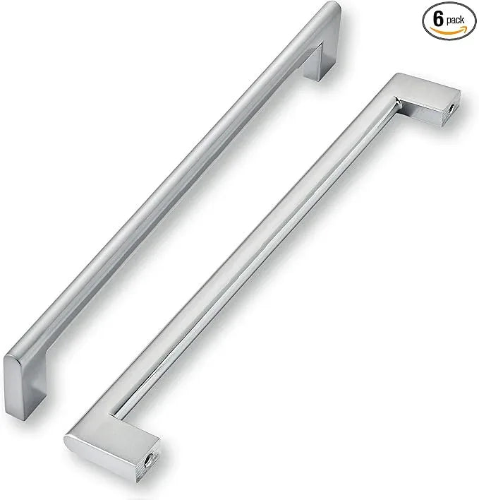 khtumeware 10 Inch Hole Center 6 Pack,Burshed Chrome Heavy Duty Solid Cabinet Pulls,Kitchen Drawer Handle, Hardware for Bathroom, Drawer, Cabinet, Door Cabinet - ModernBath